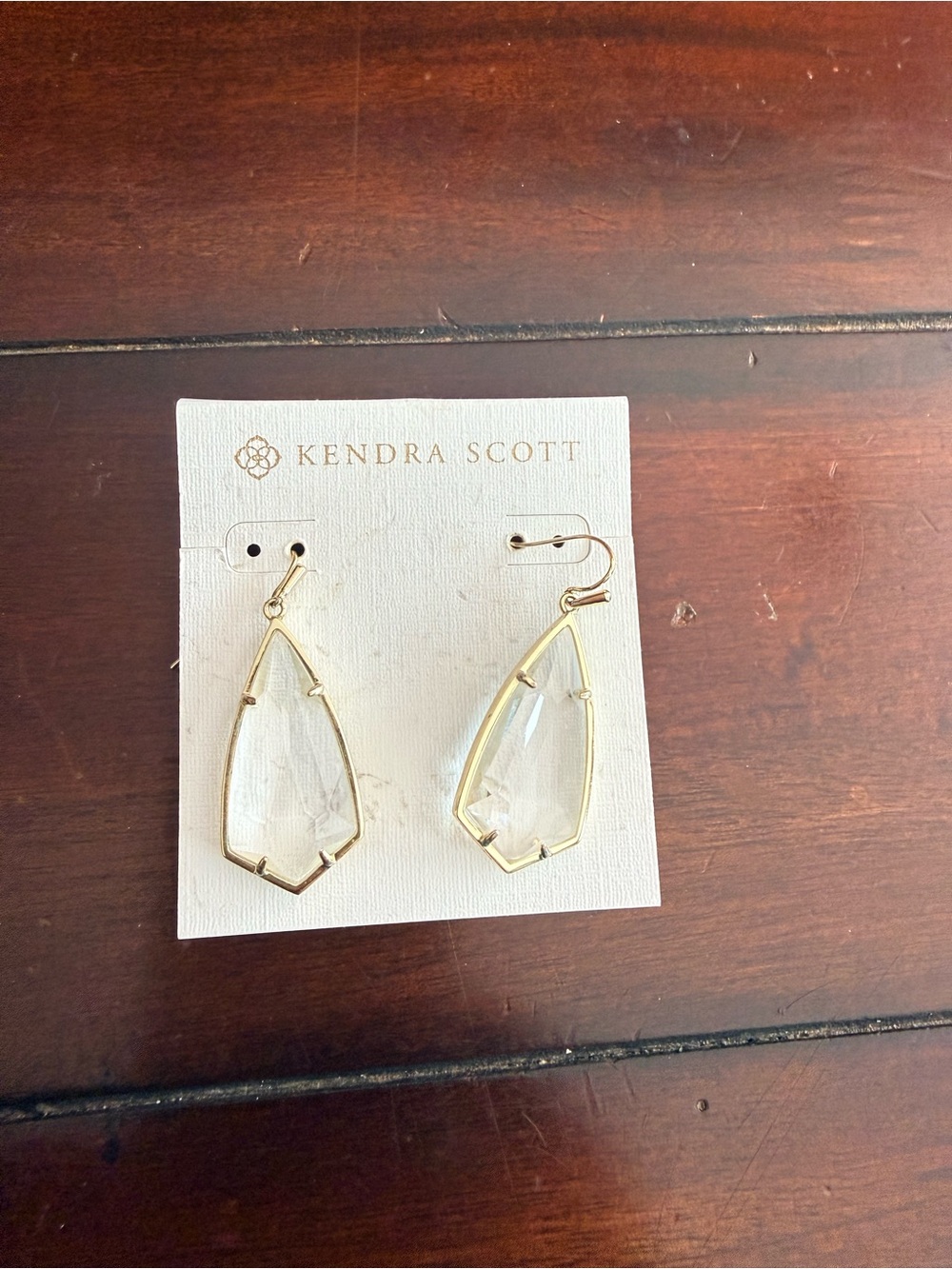 Kendra Scott Clear Crystal Teardrop Earrings in Gold-Tone